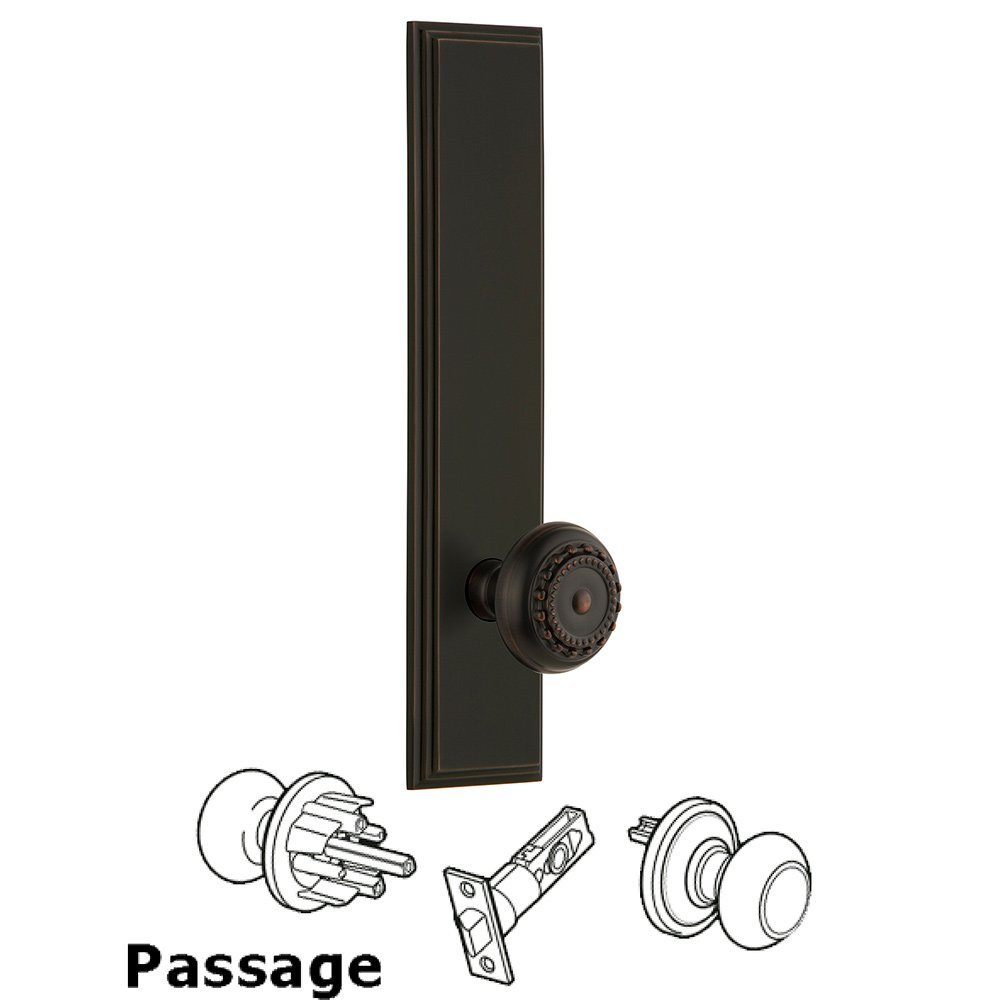 Grandeur Passage Carre Tall Plate with Parthenon Knob in Timeless Bronze