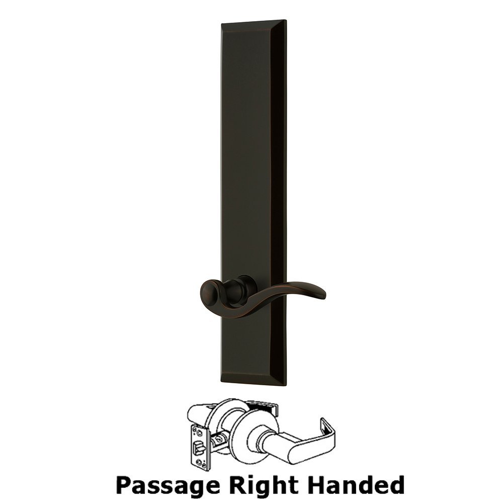 Grandeur Passage Fifth Avenue Tall with Bellagio Right Handed Lever in Timeless Bronze