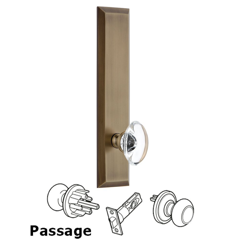 Grandeur Passage Fifth Avenue Tall with Provence Knob in Vintage Brass