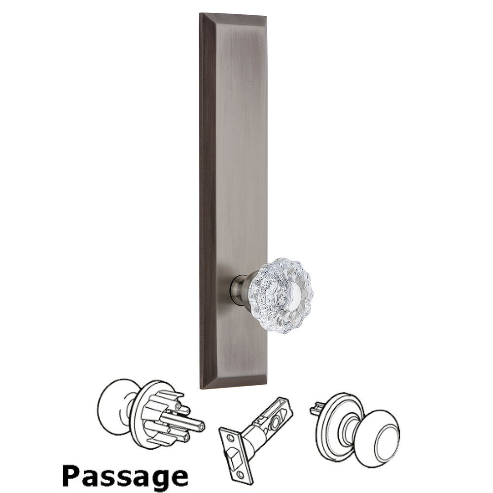 Grandeur Passage Fifth Avenue Tall with Versailles Knob in Antique Pewter