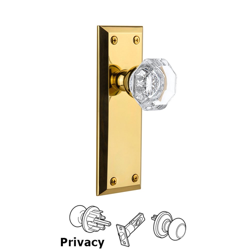 Grandeur Grandeur Fifth Avenue Plate Privacy with Chambord Knob in Polished Brass