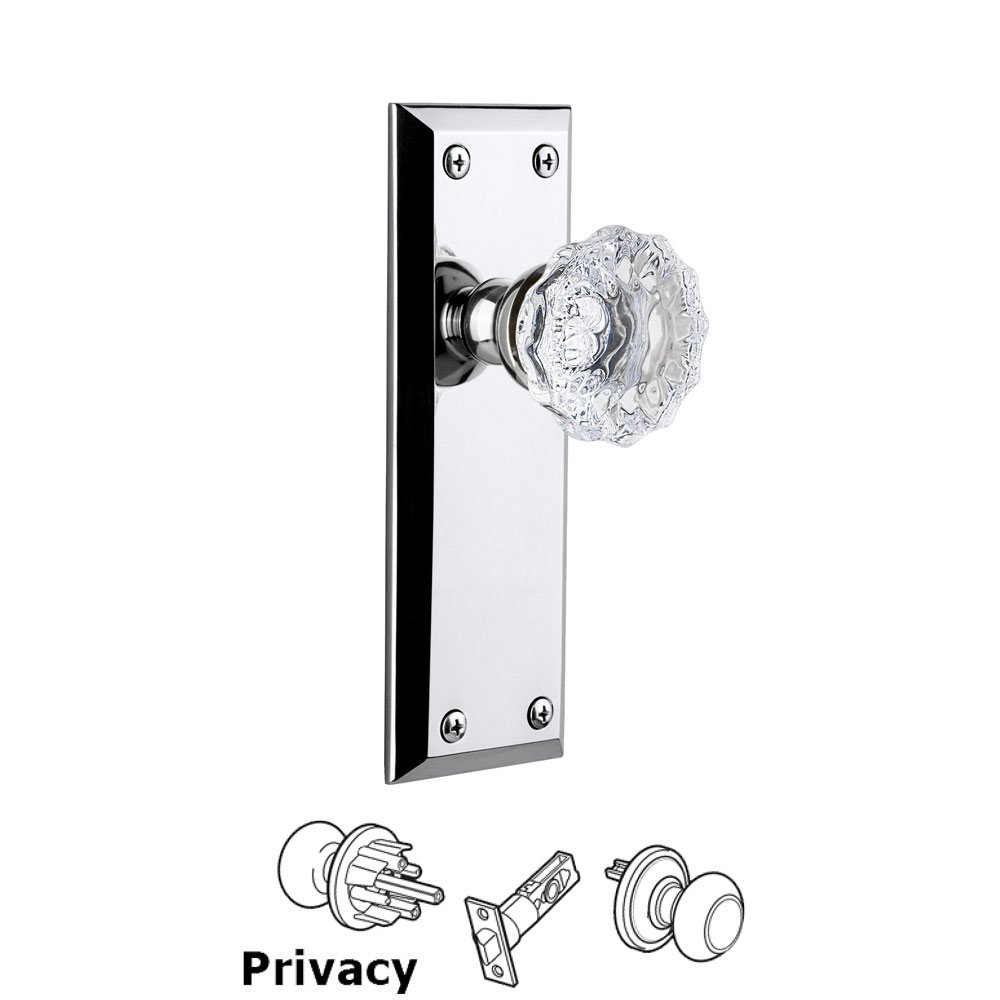 Grandeur Grandeur Fifth Avenue Plate Privacy with Fontainebleau Knob in Bright Chrome