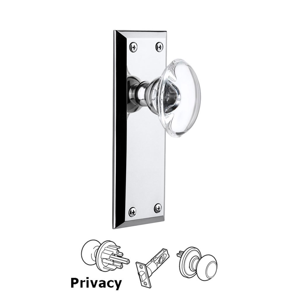 Grandeur Grandeur Fifth Avenue Plate Privacy with Provence Crystal Knob in Bright Chrome