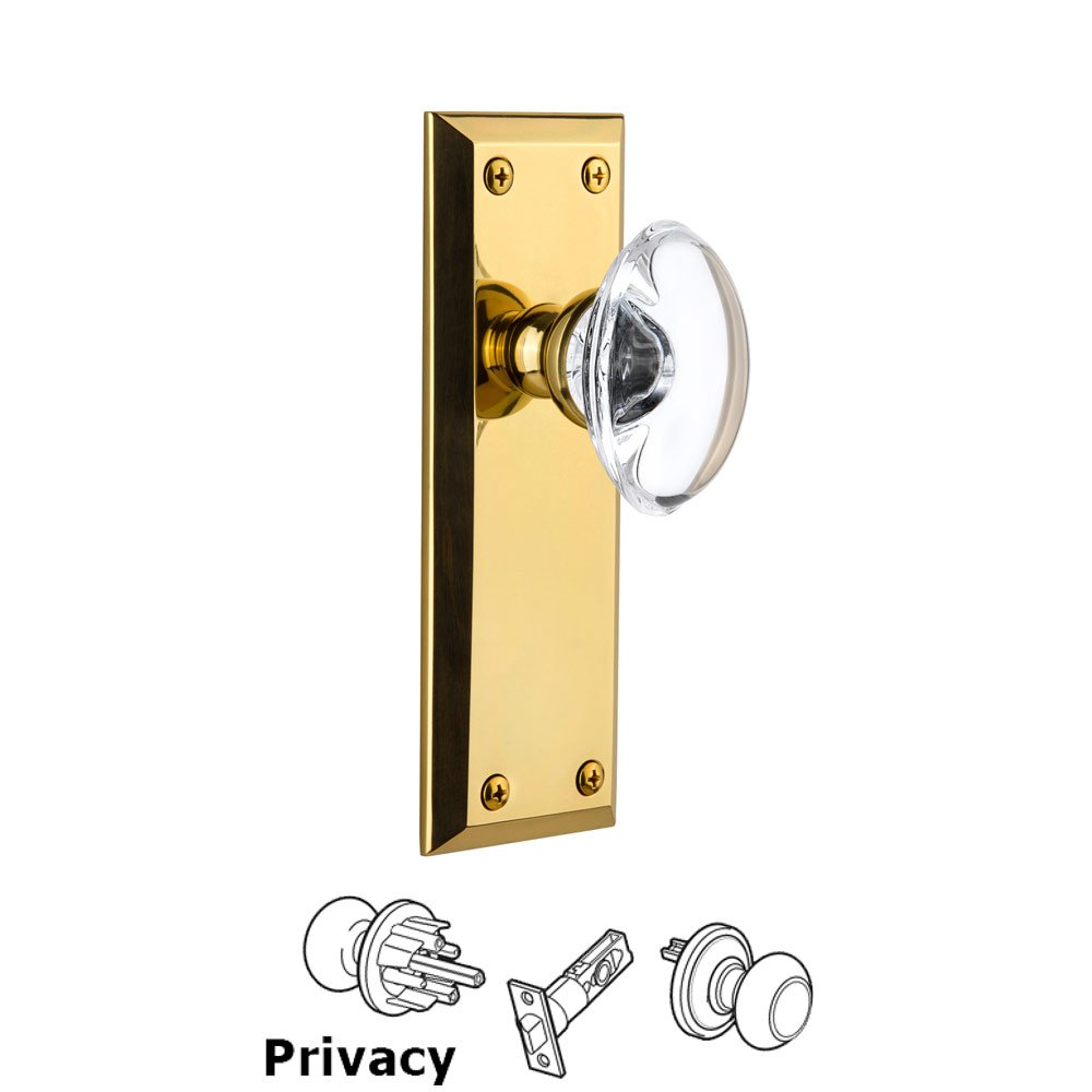 Grandeur Grandeur Fifth Avenue Plate Privacy with Provence Crystal Knob in Lifetime Brass