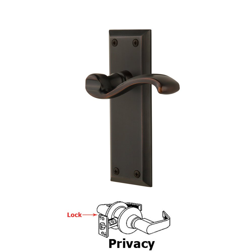 Grandeur Privacy Fifth Avenue Plate with Portofino Right Handed Lever in Timeless Bronze