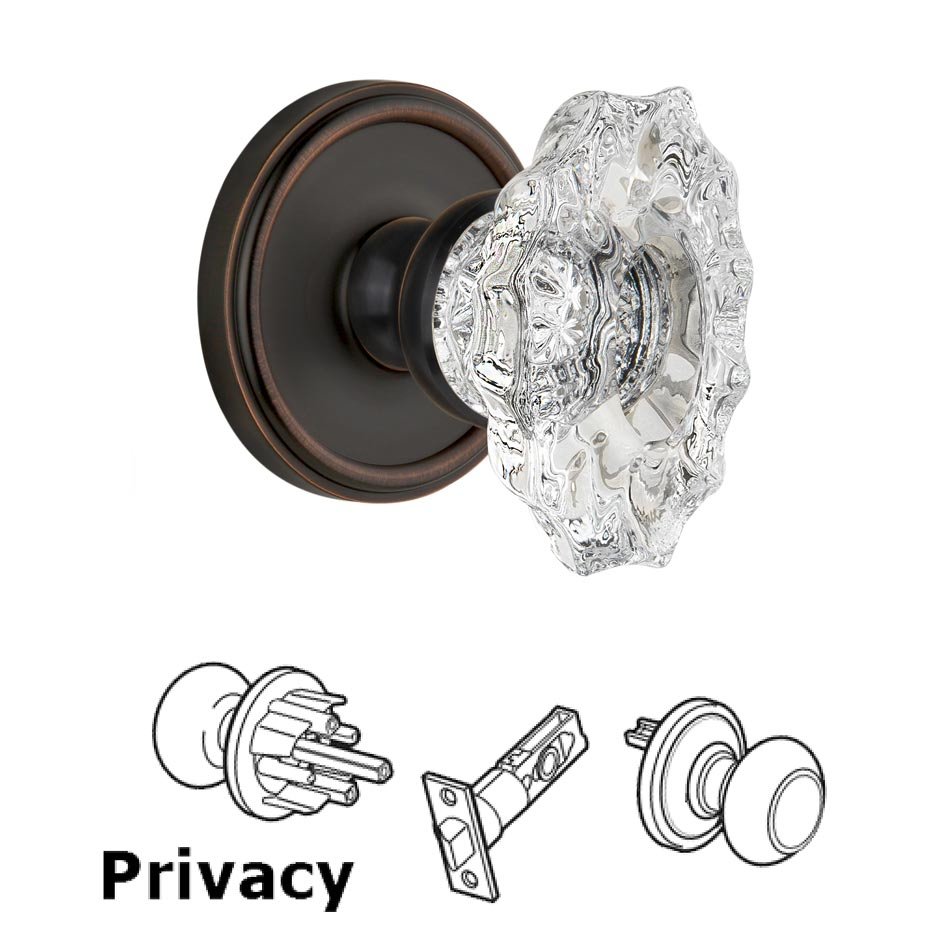 Grandeur Grandeur Georgetown Plate Privacy with Biarritz crystal knob in Timeless Bronze