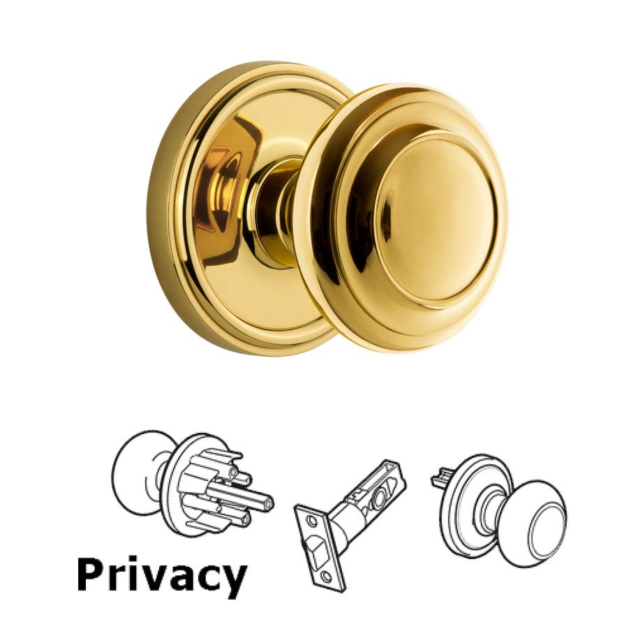 Grandeur Grandeur Georgetown Plate Privacy with Circulaire Knob in Polished Brass