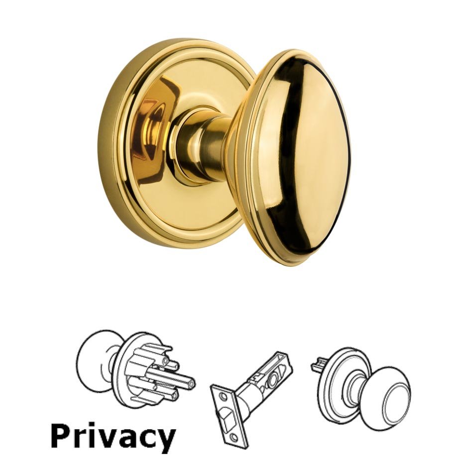 Grandeur Grandeur Georgetown Plate Privacy with Eden Prairie Knob in Polished Brass