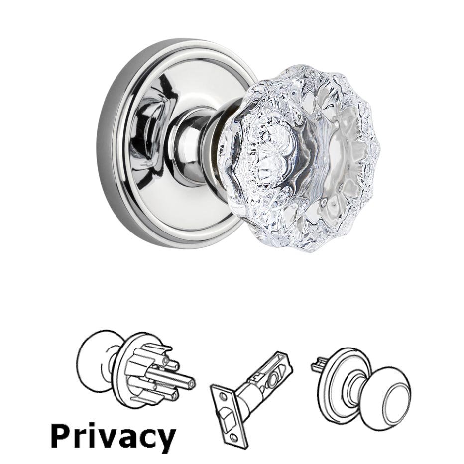 Grandeur Grandeur Georgetown Plate Privacy with Fontainebleau Crystal Knob in Bright Chrome