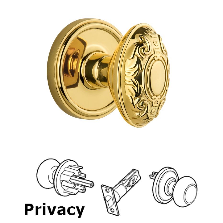 Grandeur Grandeur Georgetown Plate Privacy with Grande Victorian Knob in Polished Brass