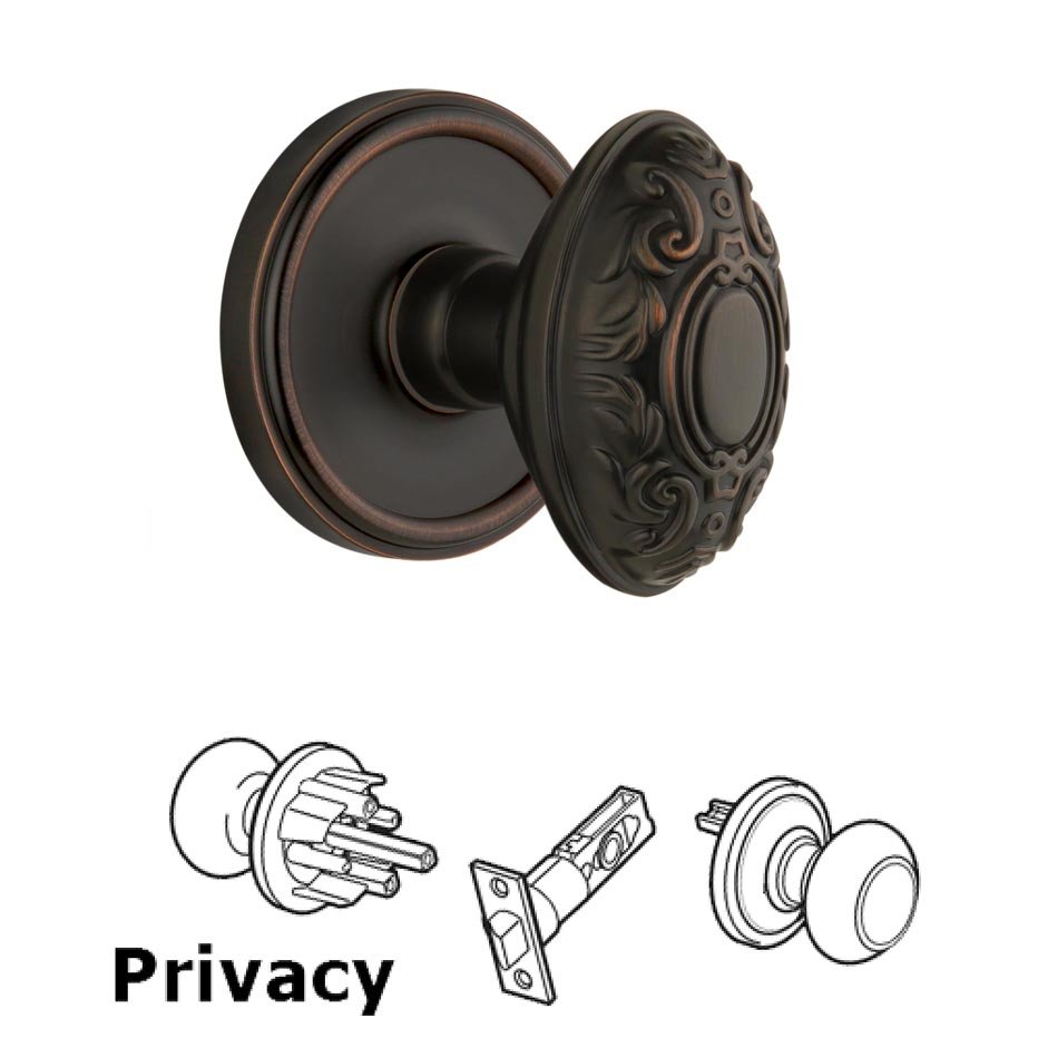Grandeur Grandeur Georgetown Plate Privacy with Grande Victorian Knob in Timeless Bronze