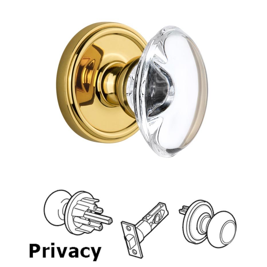 Grandeur Grandeur Georgetown Plate Privacy with Provence Crystal Knob in Polished Brass