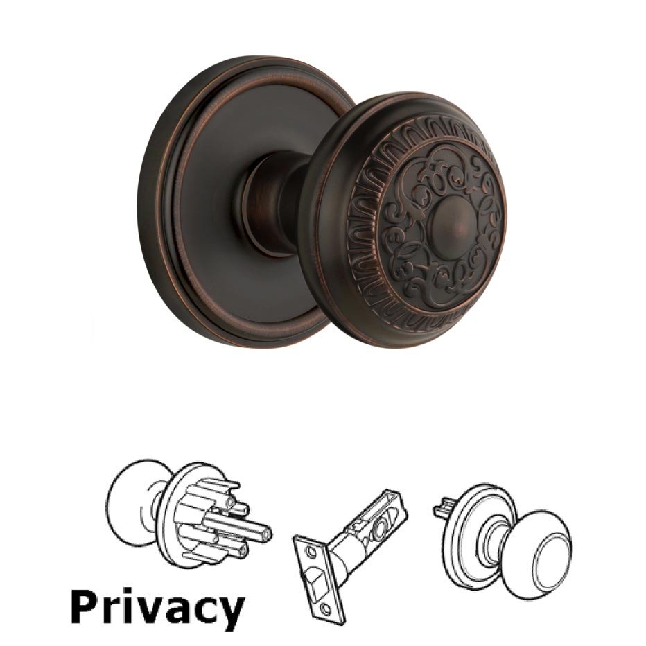 Grandeur Grandeur Georgetown Plate Privacy with Windsor Knob in Timeless Bronze