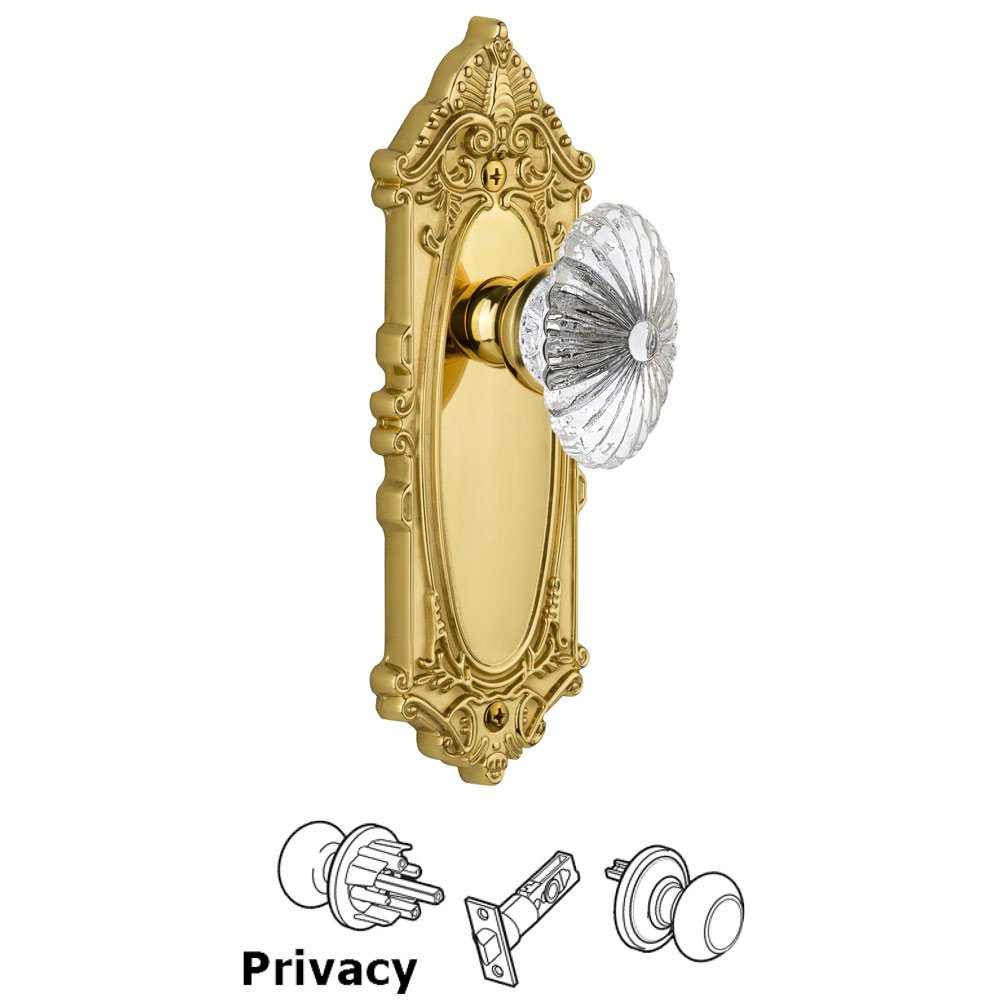 Grandeur Grandeur Grande Victorian Plate Privacy with Burgundy Knob in Lifetime Brass
