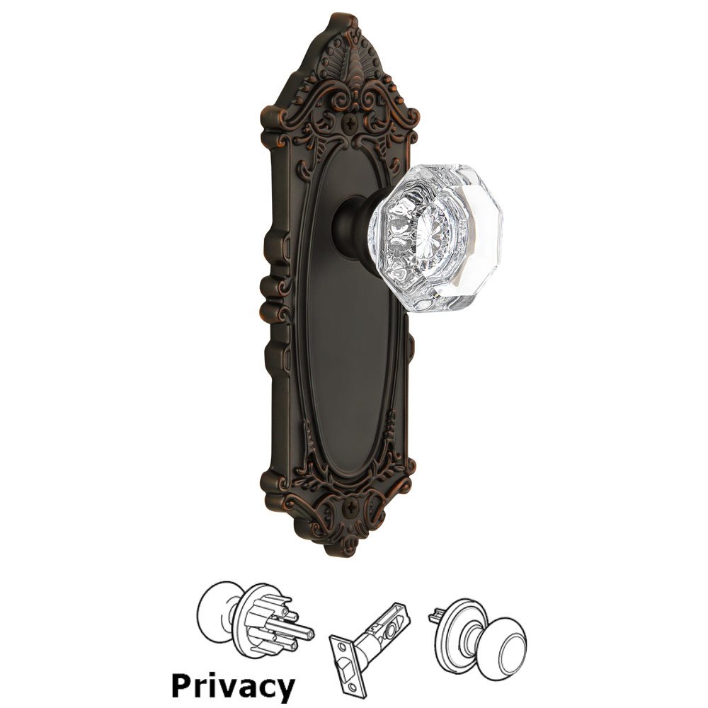 Grandeur Grandeur Grande Victorian Plate Privacy with Chambord Knob in Timeless Bronze