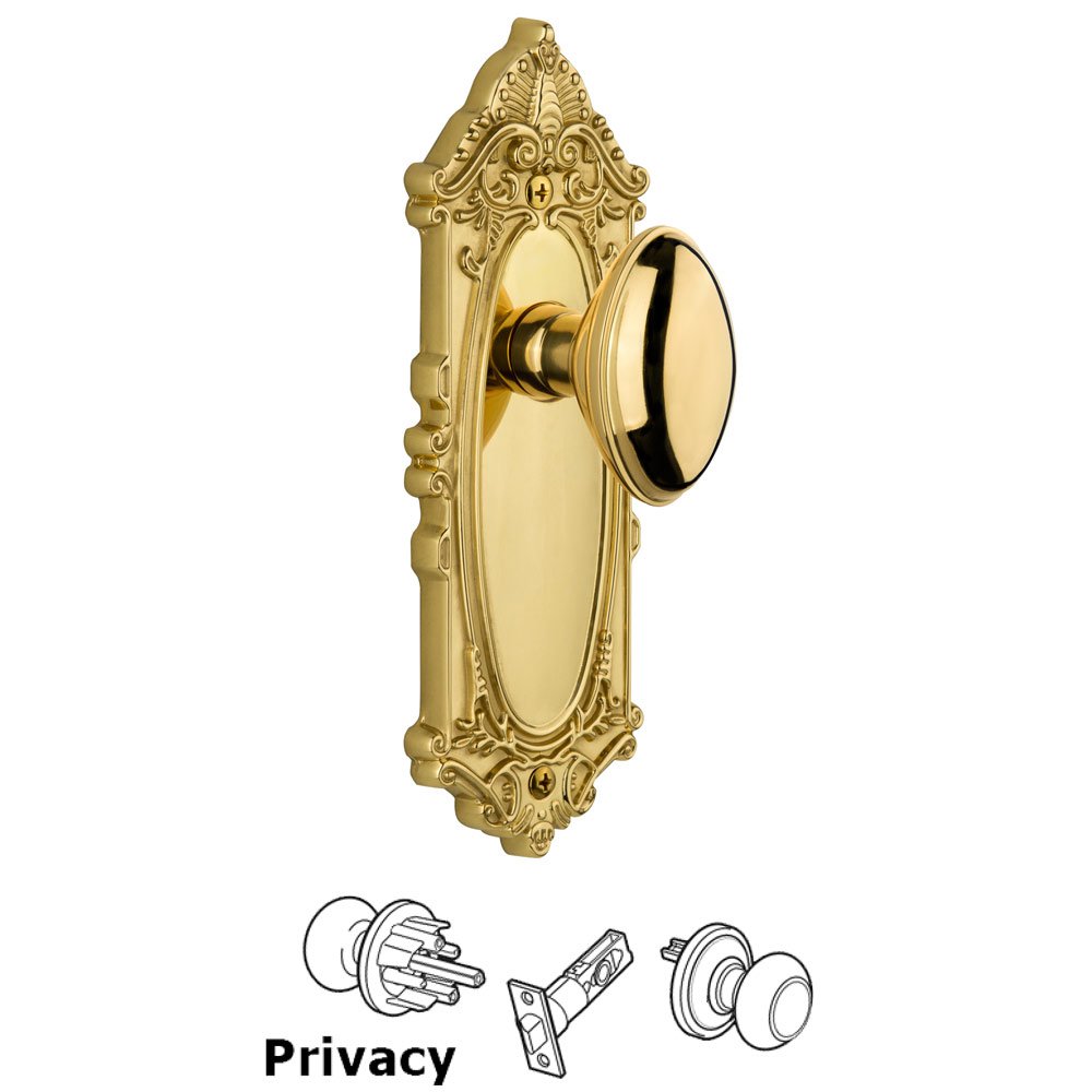 Grandeur Grandeur Grande Victorian Plate Privacy with Eden Prairie Knob in Lifetime Brass