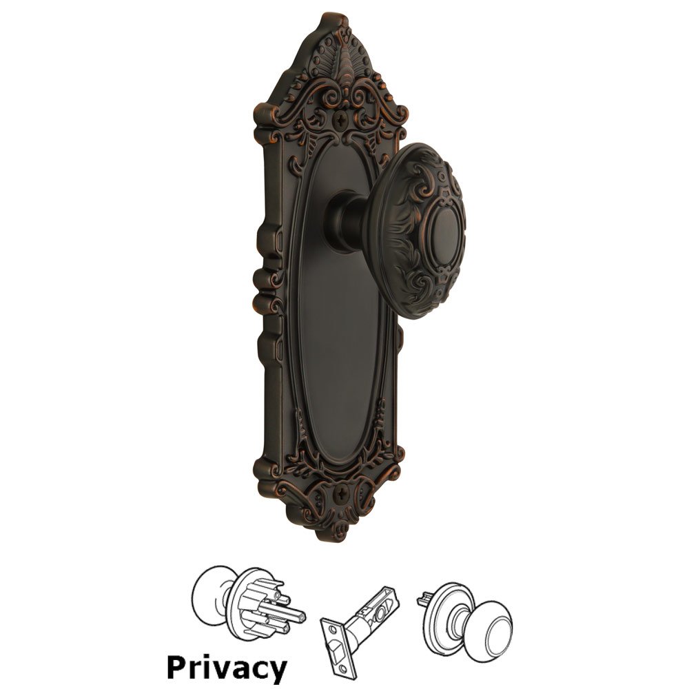 Grandeur Grandeur Grande Victorian Plate Privacy with Grande Victorian Knob in Timeless Bronze