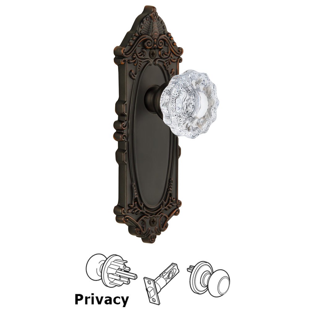 Grandeur Grandeur Grande Victorian Plate Privacy with Versailles Knob in Timeless Bronze