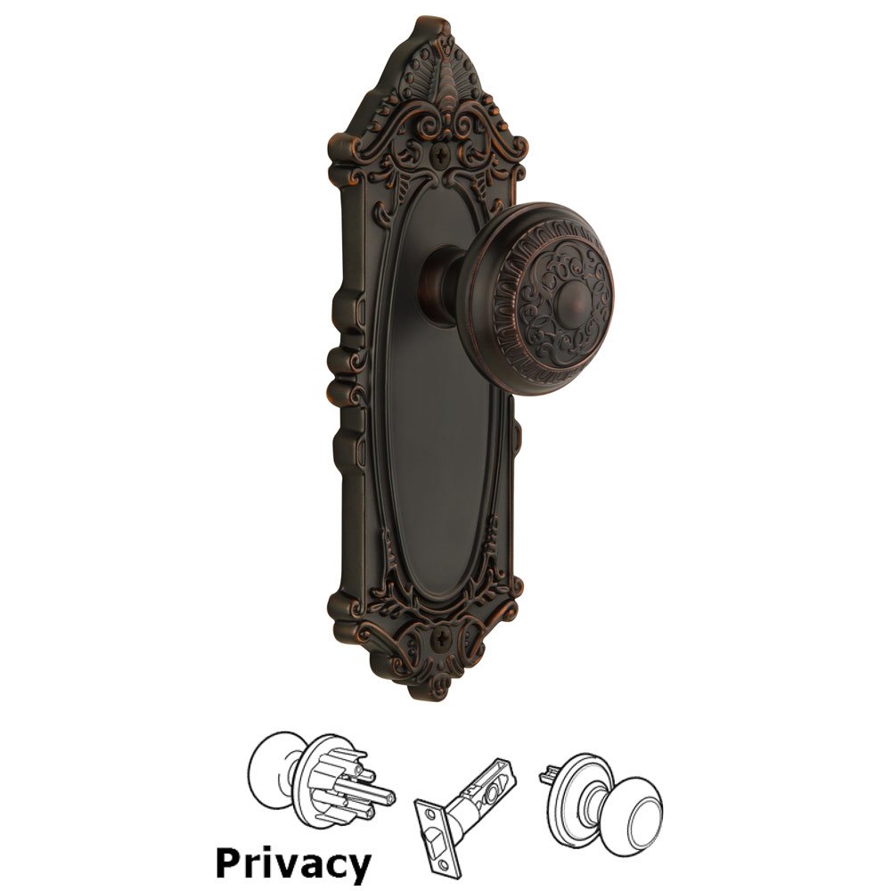 Grandeur Grandeur Grande Victorian Plate Privacy with Windsor Knob in Timeless Bronze