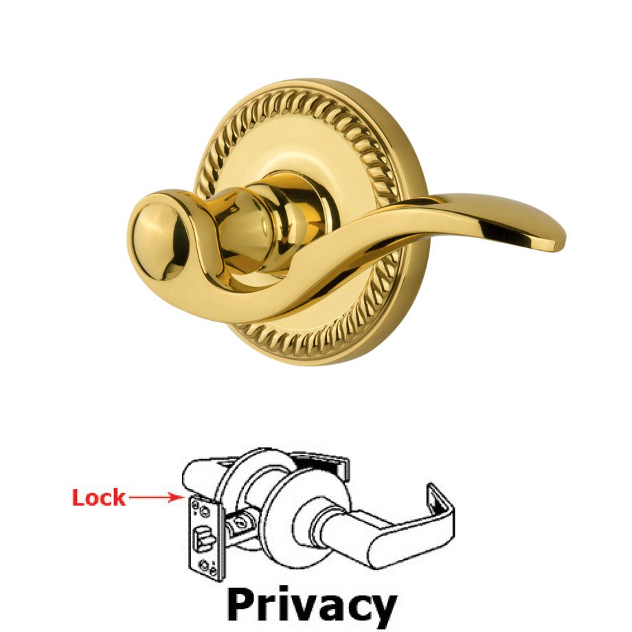 Grandeur Grandeur Newport Plate Privacy with Bellagio Lever in Polished Brass