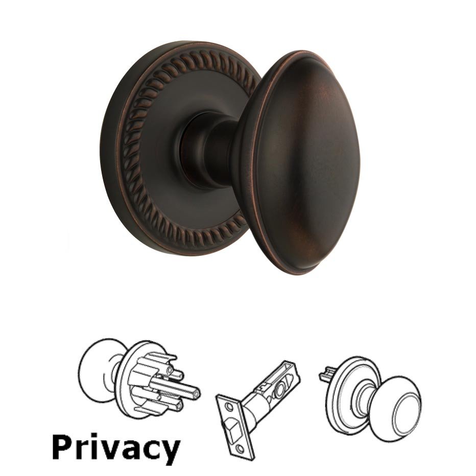 Grandeur Grandeur Newport Plate Privacy with Eden Prairie Knob in Timeless Bronze