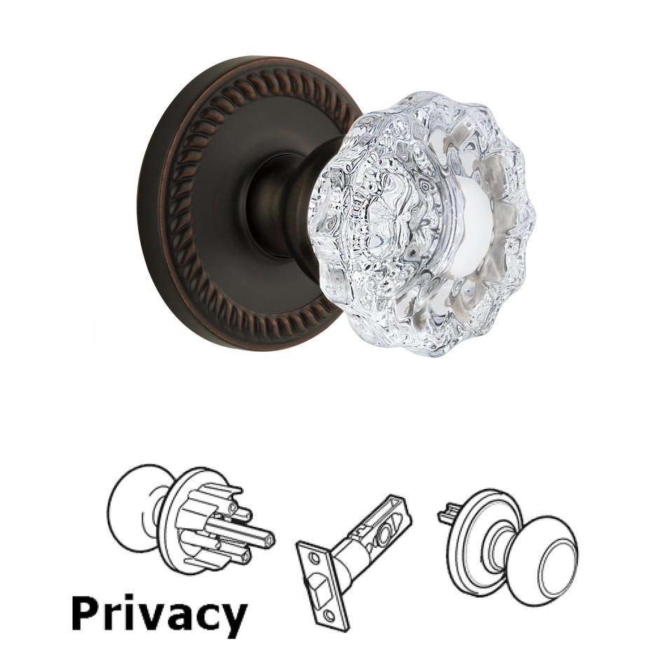 Grandeur Grandeur Newport Plate Privacy with Versailles Crystal Knob in Timeless Bronze