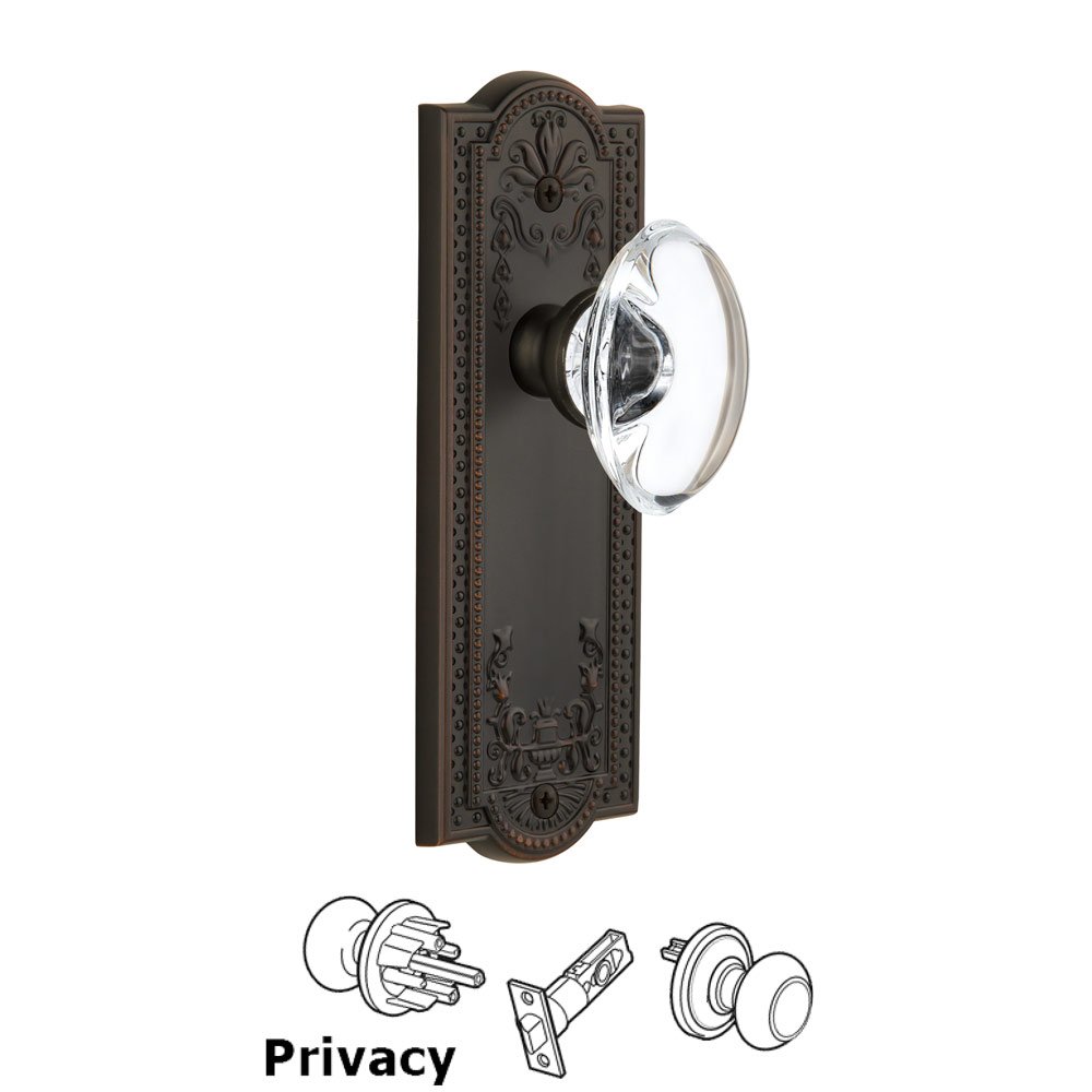 Grandeur Grandeur Parthenon Plate Privacy with Provence knob in Timeless Bronze