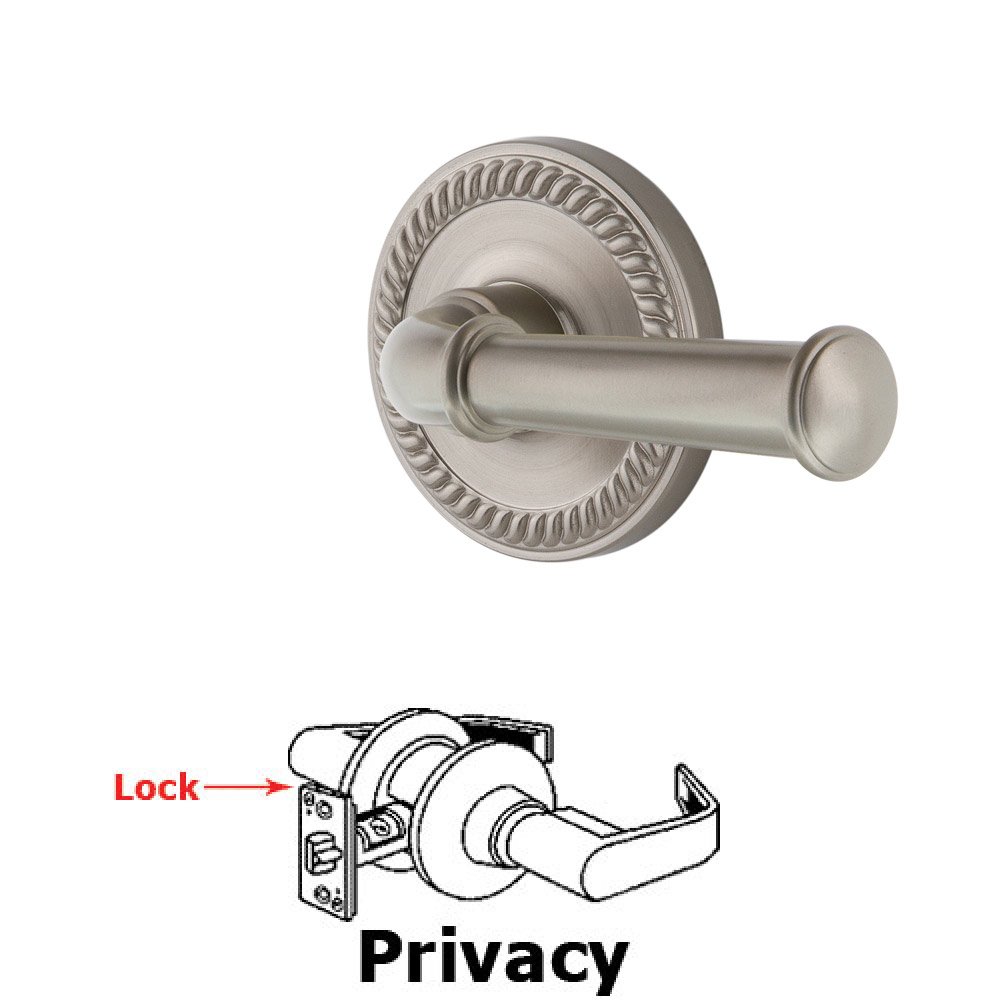 Grandeur Newport Plate Privacy with Georgetown Right Handed Lever in Satin Nickel