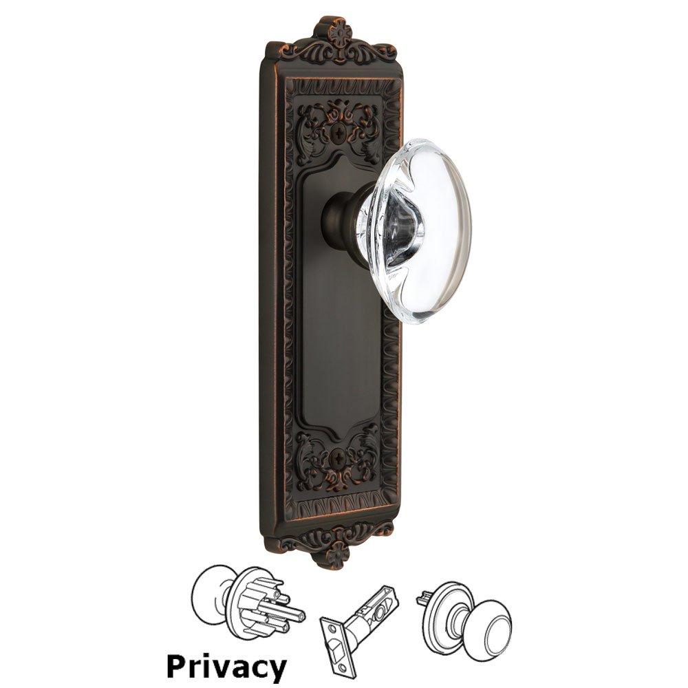 Grandeur Windsor Plate Privacy with Provence knob in Timeless Bronze