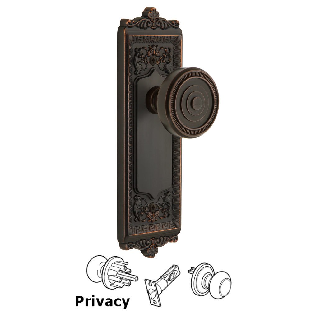 Grandeur Windsor Plate Privacy with Soleil Knob in Timeless Bronze
