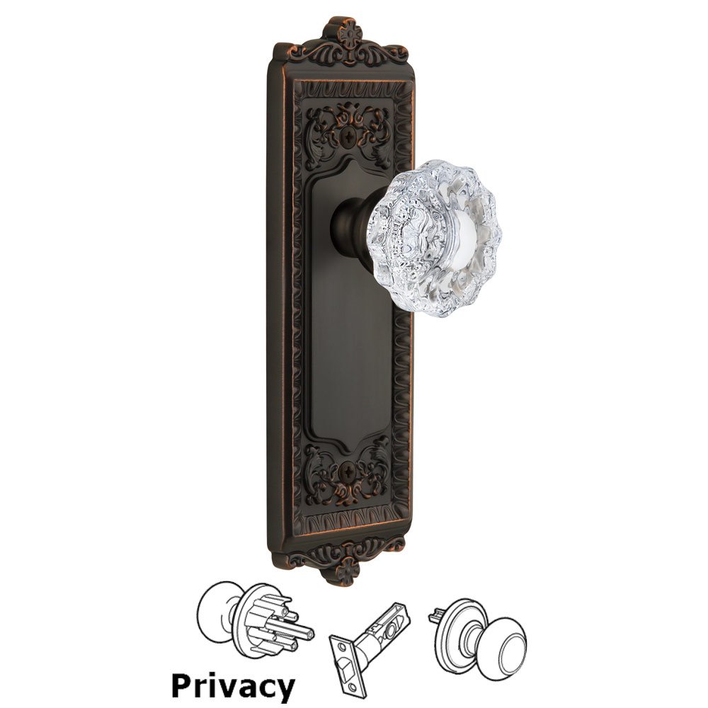 Grandeur Windsor Plate Privacy with Versailles knob in Timeless Bronze