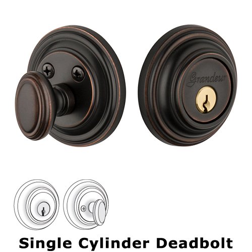 Grandeur Grandeur Single Cylinder Deadbolt with Georgetown Plate in Timeless Bronze