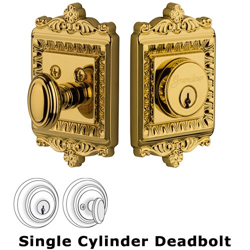 Grandeur Grandeur Single Cylinder Deadbolt with Windsor Plate in Lifetime Brass