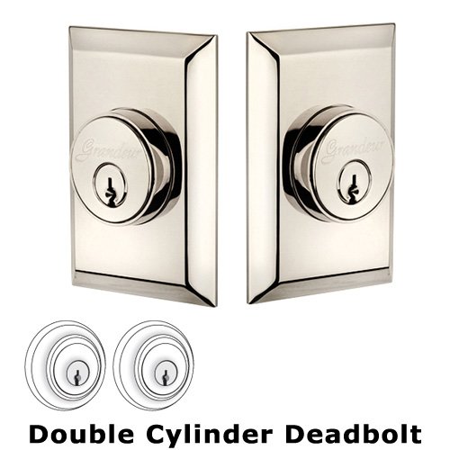 Grandeur Grandeur Double Cylinder Deadbolt with Fifth Avenue Plate in Polished Nickel