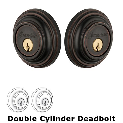Grandeur Grandeur Double Cylinder Deadbolt with Georgetown Plate in Timeless Bronze