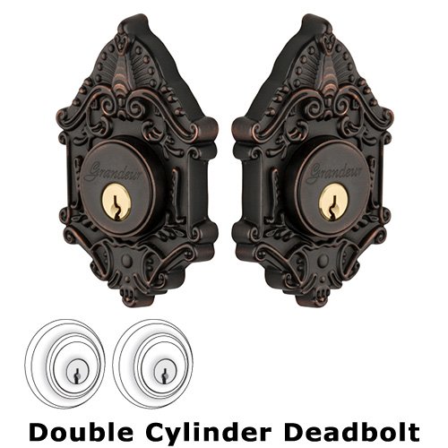 Grandeur Grandeur Double Cylinder Deadbolt with Grande Victorian Plate in Timeless Bronze