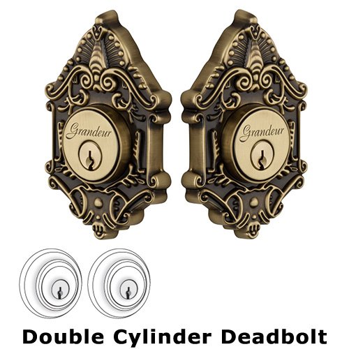 Grandeur Grandeur Double Cylinder Deadbolt with Grande Victorian Plate in Vintage Brass