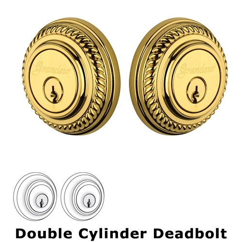 Grandeur Grandeur Double Cylinder Deadbolt with Newport Plate in Lifetime Brass