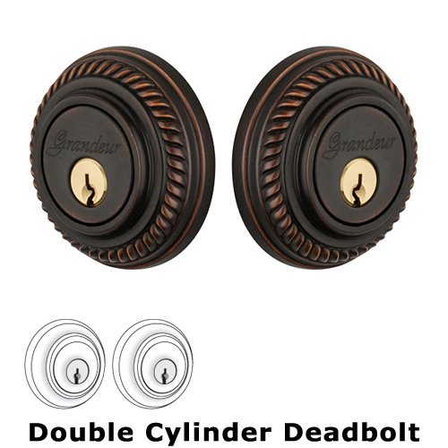 Grandeur Grandeur Double Cylinder Deadbolt with Newport Plate in Timeless Bronze