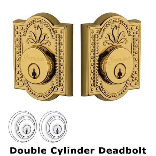 Grandeur Grandeur Double Cylinder Deadbolt with Parthenon Plate in Lifetime Brass