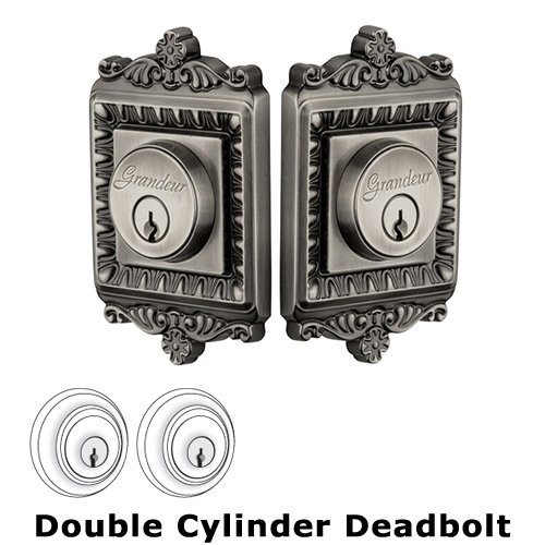 Grandeur Grandeur Double Cylinder Deadbolt with Windsor Plate in Antique Pewter