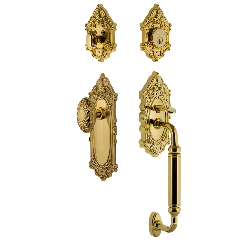 Grandeur Grandeur Grande Victorian Plate C Grip Entry Set Grande Victorian Knob in Lifetime Brass