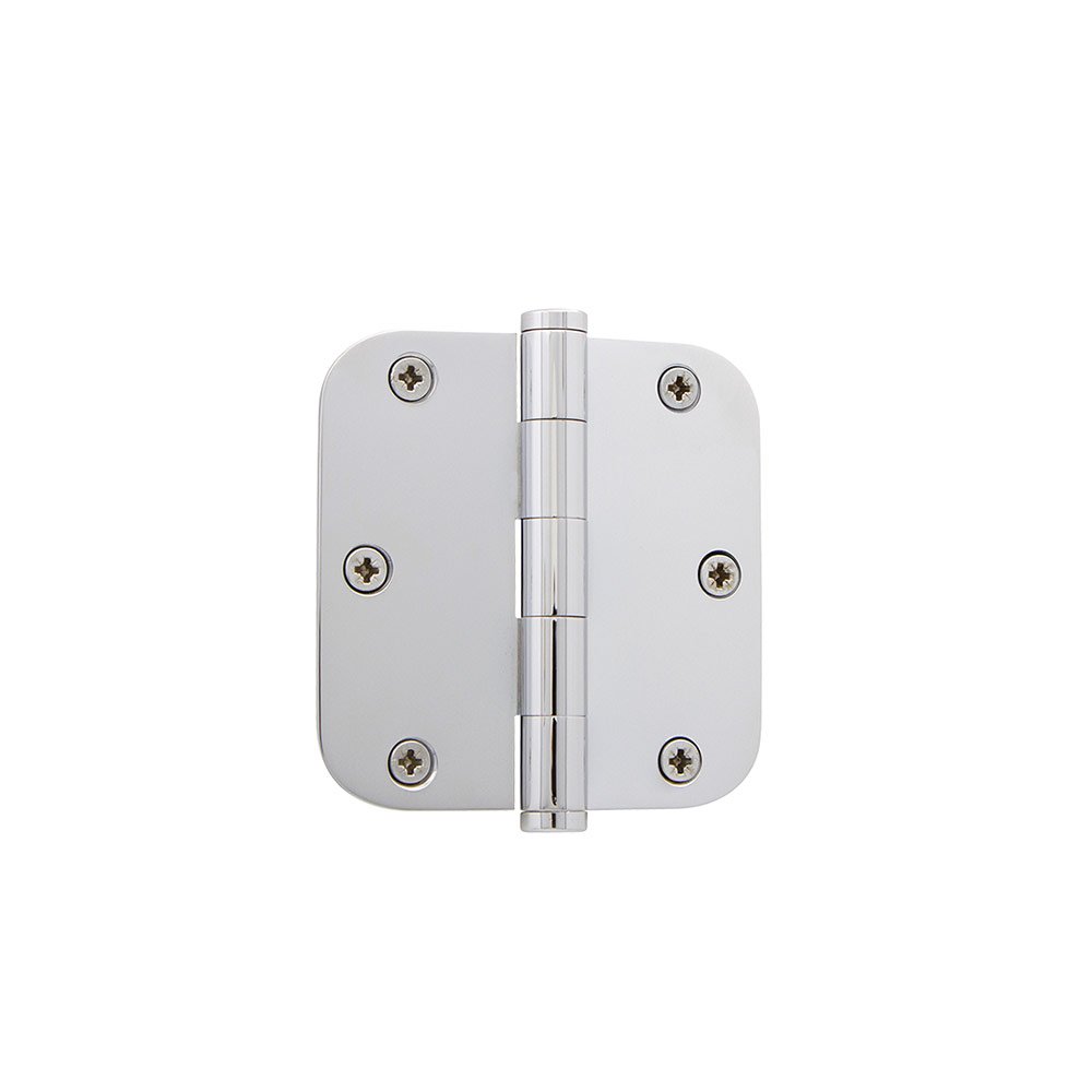 Grandeur 3 1/2" Button Tip Residential Hinge with 5/8" Radius Corners in Bright Chrome