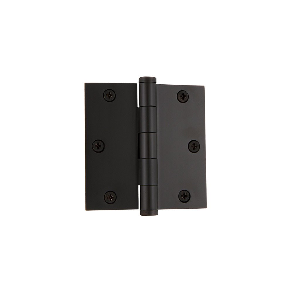 Grandeur 3 1/2" Button Tip Residential Hinge with Square Corners in Timeless Bronze