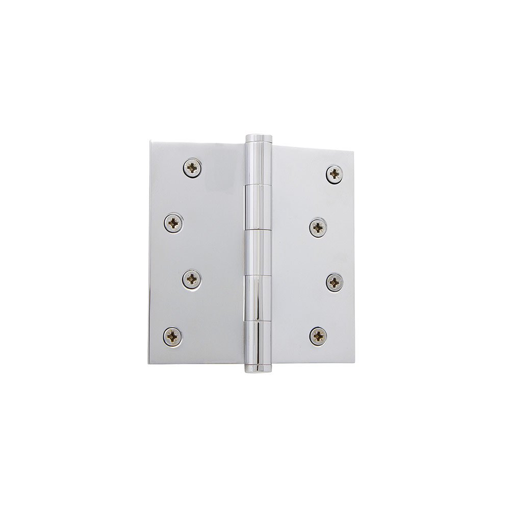 Grandeur 4" Button Tip Residential Hinge with Square Corners in Bright Chrome
