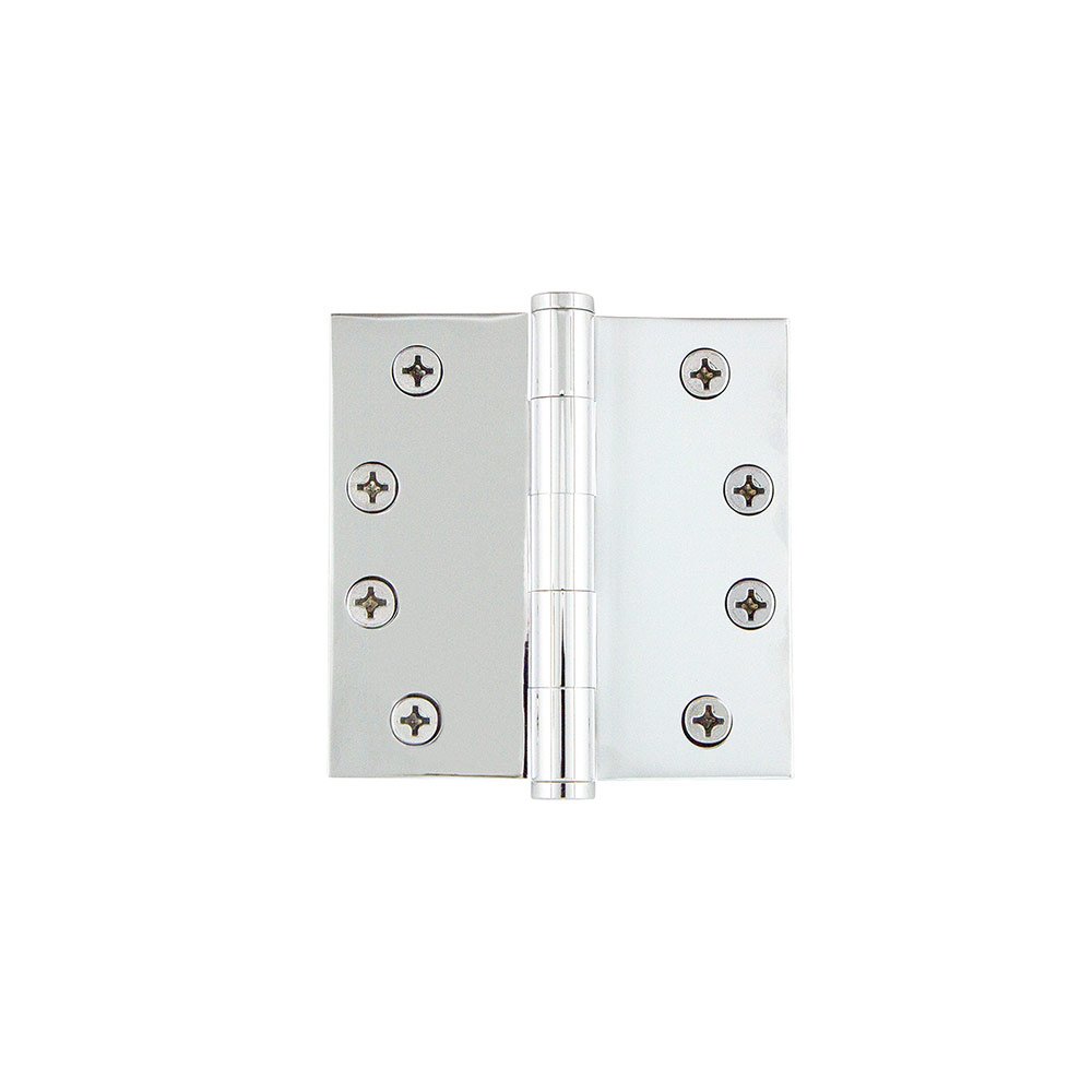 Grandeur 4" Button Tip Heavy Duty Hinge with Square Corners in Bright Chrome