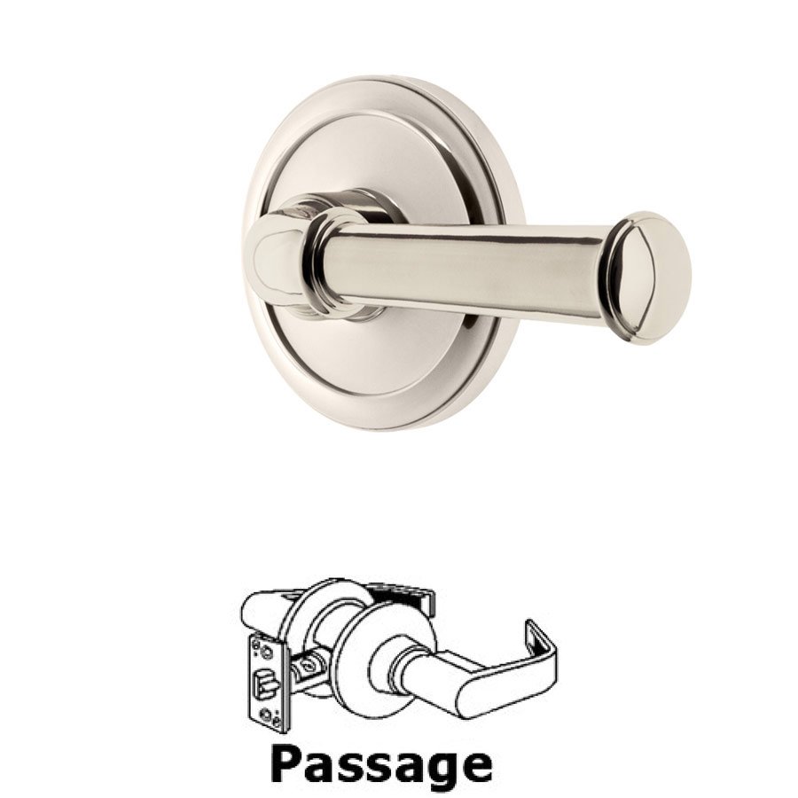 Grandeur Passage Circulaire Rosette with Georgetown Left Handed Lever in Polished Nickel