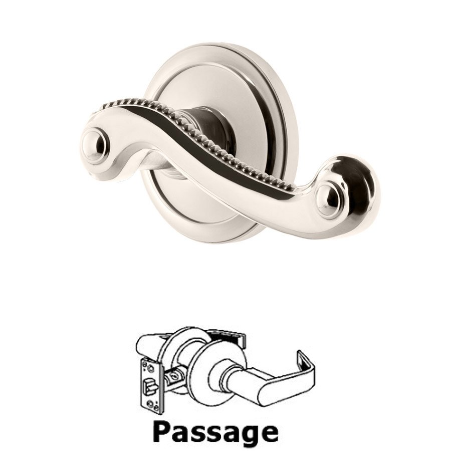 Grandeur Passage Circulaire Rosette with Newport Left Handed Lever in Polished Nickel