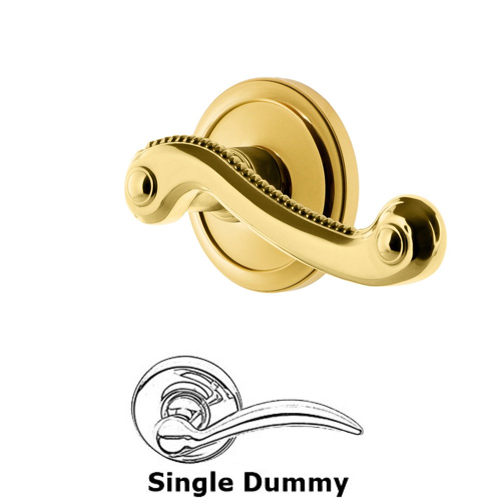 Grandeur Single Dummy Circulaire Rosette with Newport Left Handed Lever in Lifetime Brass