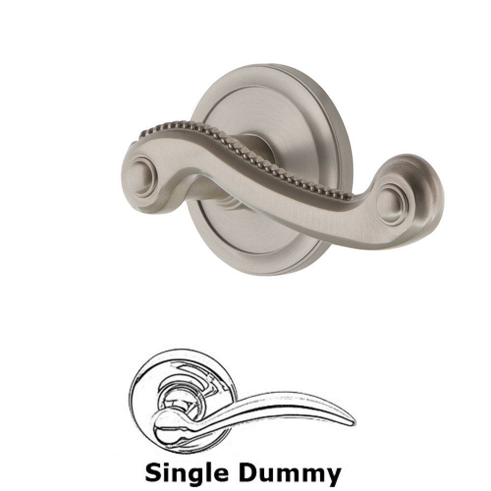 Grandeur Single Dummy Circulaire Rosette with Newport Right Handed Lever in Satin Nickel